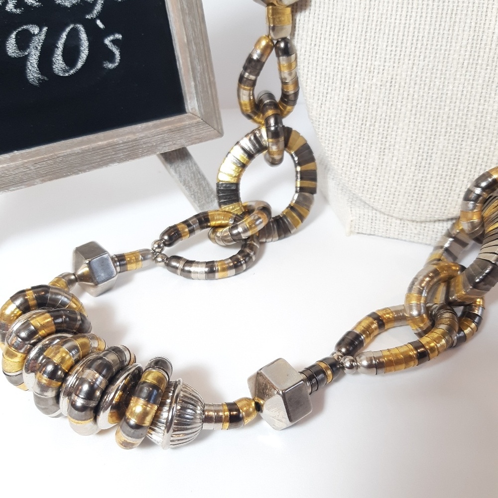 Egyptian Revival Necklace Metal Bead Necklace